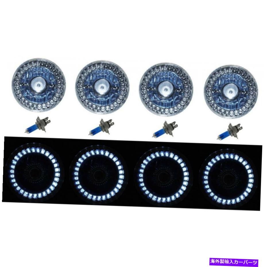 USヘッドライト 5-3 / 4ハロゲンホワイトLEDリングハロエンジェルアイスピックスヘッドライト電球セット 5-3/4 Halogen White LED Ring Halo Angel Eyes Projector Headlight Light Bulbs Set【並行輸入品】 45,080円
