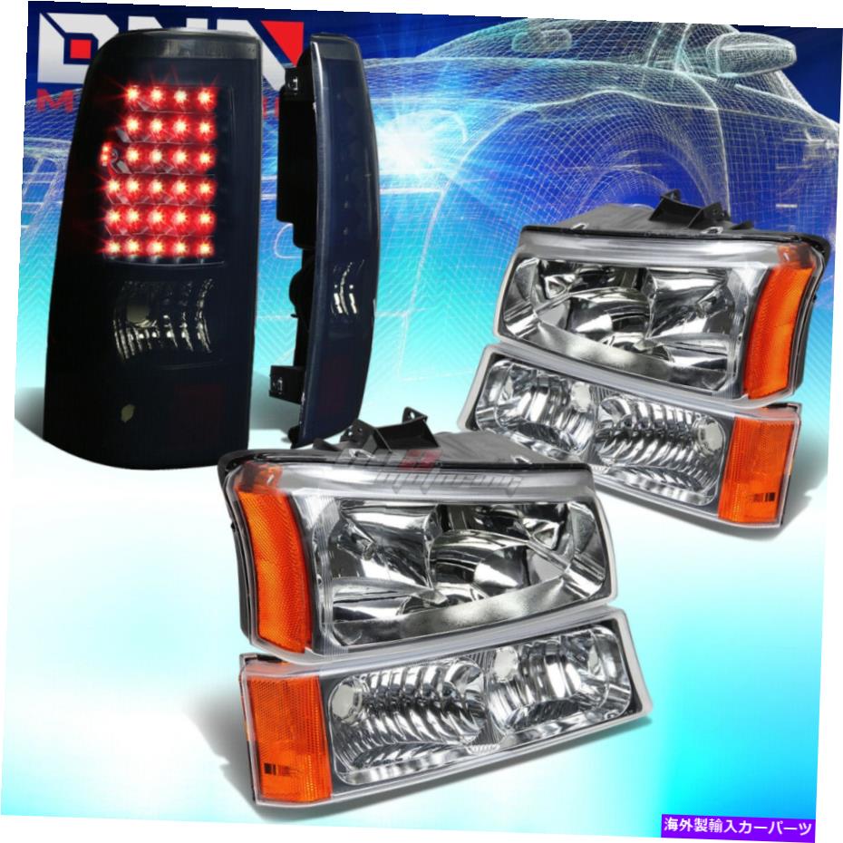 USヘッドライト 03-07 Chevy Silverado Chromeヘッドライト+バンパー+ブラックスモークLEDテールランプセット FOR 03-07 CHEVY SILVERADO CHROME HEADLIGHT+BUMPER+BLACK SMOKED LED TAIL LAMP SET【並行輸入品】