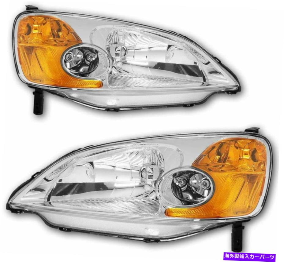 USヘッドライト Honda Civic 2001-2003ヘッドライトヘッドランプ交換クローム/クリアセットペア For Honda Civic 2001-2003 HeadLights HeadLamps Replacement Chrome/Clear Set Pair【並行輸入品】 45,080円