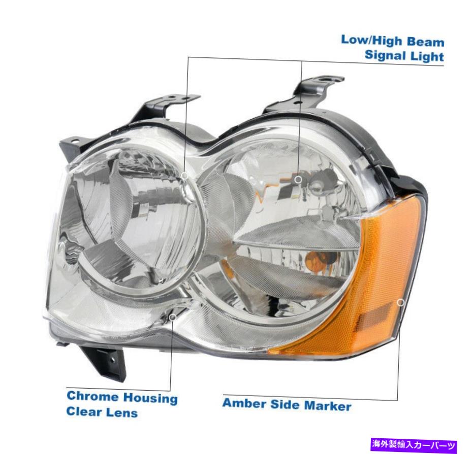 USヘッドライト 2008年2009年9月2010年ジープグランドチェロキークローム交換ヘッドライト+ LED DRLセット For 2008 2009 2010 Jeep Grand Cherokee Chrome Replacement Headlight +LED DRL Set【並行輸入品】