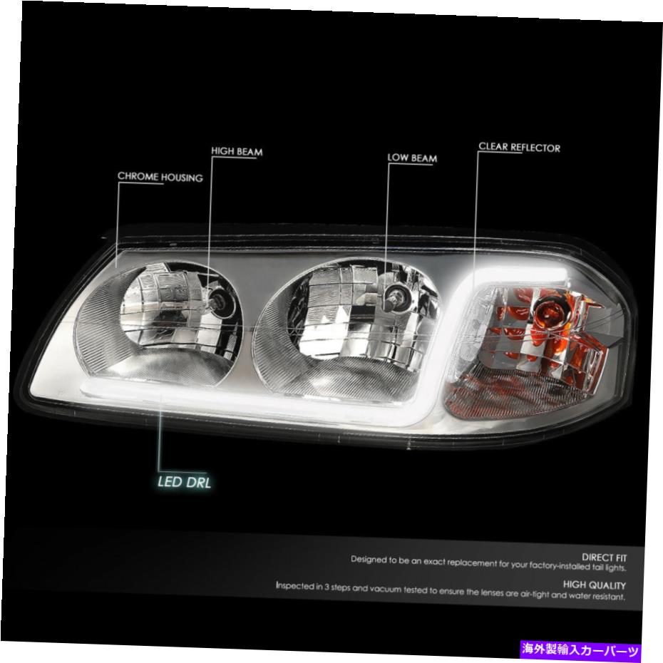 USヘッドライト 00-05シボリーインパラLED DRLバーヘッドライトランプ交換ペアクローム/クリア For 00-05 Chevy Impala LED DRL Bar Headlight Lamps Replacement Pair Chrome/Clear【並行輸入品】