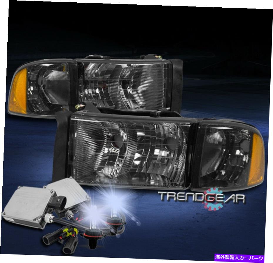 USヘッドライト 1999年から2001年RAM 1500スポーツピックアップの煙ヘッドライトW /コーナーランプ+ 8000K HID FOR 1999-2001 RAM 1500 SPORT PICKUP SMOKE HEADLIGHTS W/CORNER LAMP+8000K HID【並行輸入品】