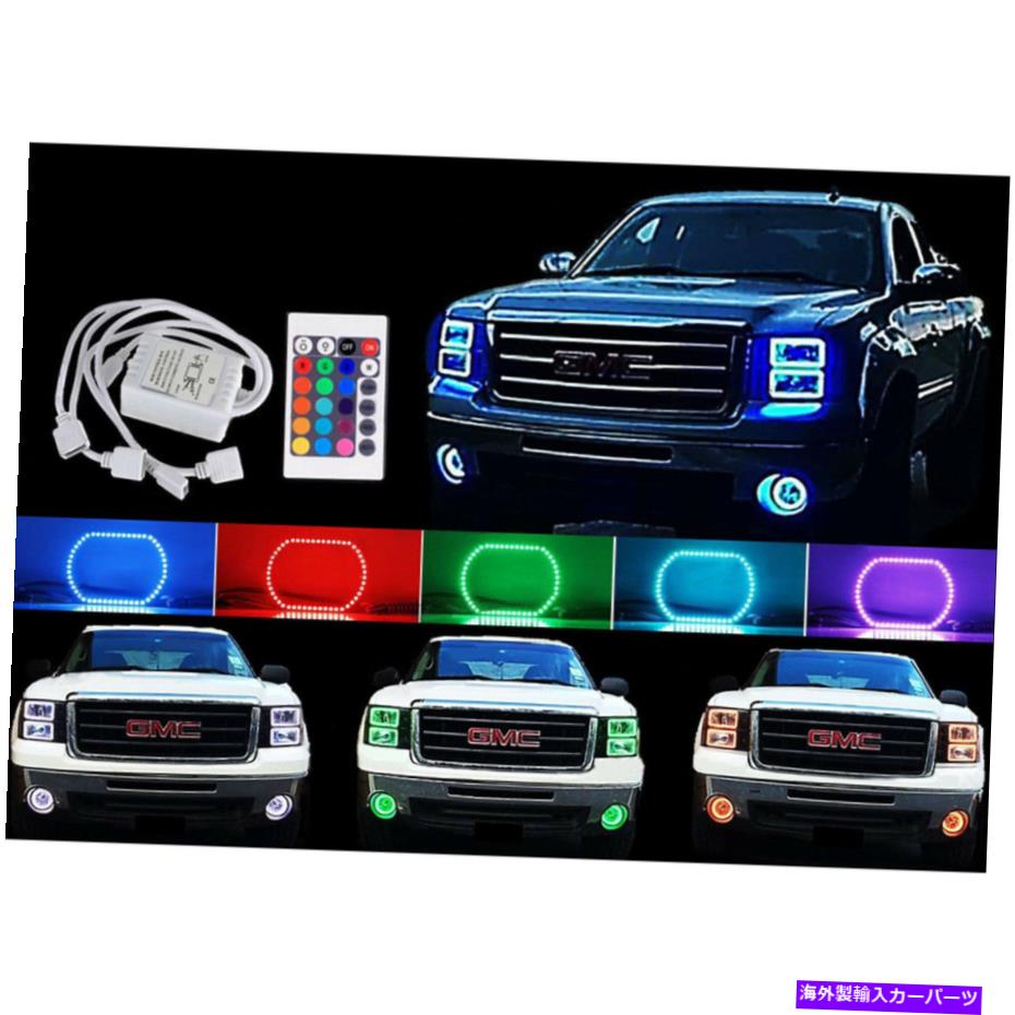 USヘッドライト 2014-2016 GMCシエラトラックマルチカラー変更LED RGBヘッドライトハローリングセット 2014-2016 GMC Sierra Truck Multi-Color Changing LED RGB Headlight Halo Ring Set【並行輸入品】 45,080円