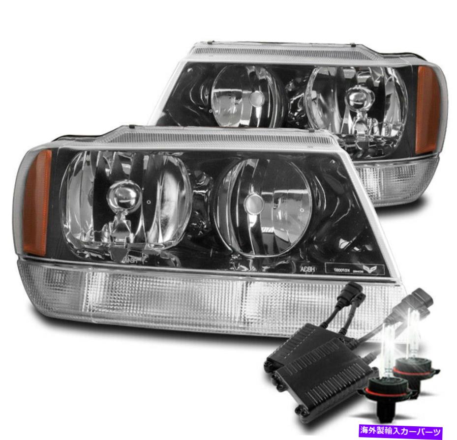 USヘッドライト 1999 - 2004年ジープグランドチェロキーブラックヘッドライトヘッドランプW / 50W 6000K HIDセット FOR 1999-2004 JEEP GRAND CHEROKEE BLACK HEADLIGHTS HEADLAMP W/50W 6000K HID SET【並行輸入品】