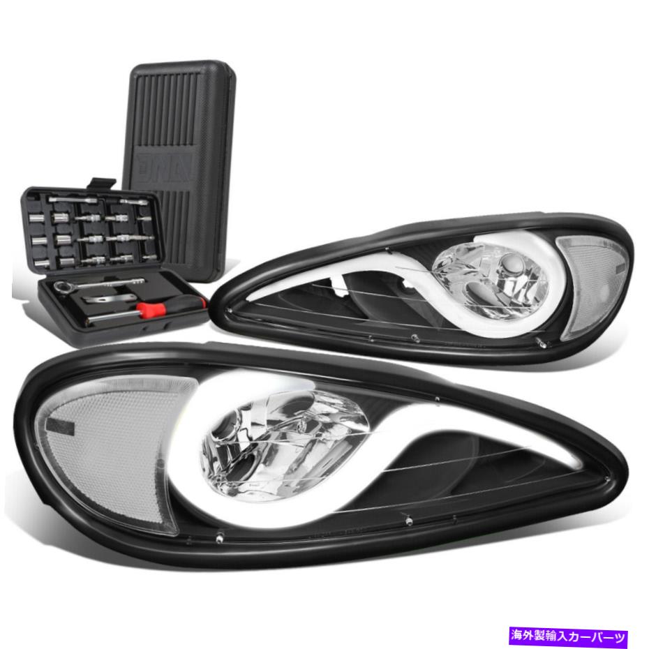 USヘッドライト 1999年から2005年のポンティアックグランドAM LEDブラッククリアシグナルヘッドライトランプ+ツールボックス For 1999-2005 Pontiac Grand AM LED Black Clear Signal Headlight Lamps+Tool Box【並行輸入品】