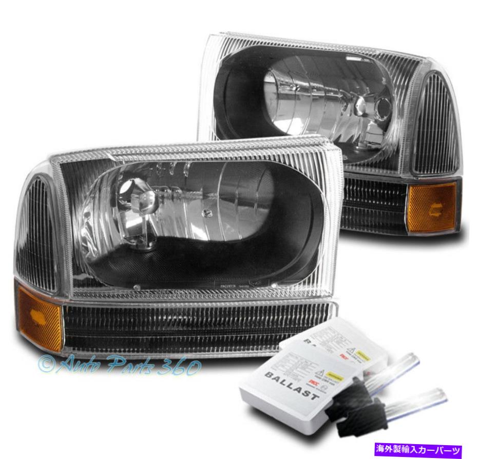 USヘッドライト 99-04フォードF250 F350スーパーデューティ/ 00 +エクスカーションブラックヘッドライトランプ+ 6KキセノンHID 99-04 FORD F250 F350 SUPER DUTY/00+ EXCURSION BLACK HEADLIGHT LAMP +6K XENON HID【並行輸入品】