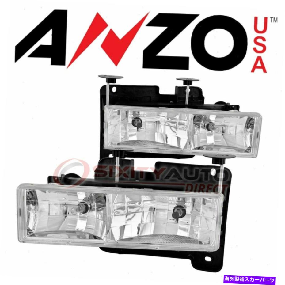 USヘッドライト 1988-2000シボレーK3500のためのアンツァーサヘッドライトセット - 電気照明ZF AnzoUSA Headlight Set for 1988-2000 Chevrolet K3500 - Electrical Lighting zf【並行輸入品】