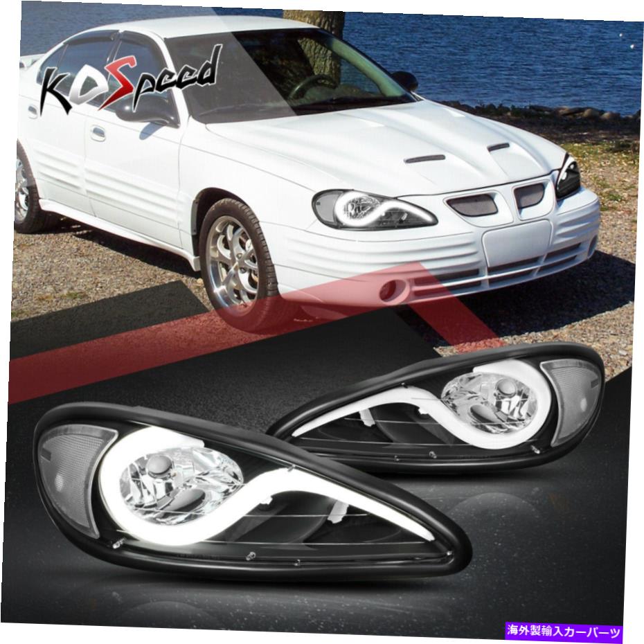 USヘッドライト （LED DRLバー）ブラックハウジング99-05 Pontiac Grand AMのための透明コーナーヘッドライト (LED DRL BAR) Black Housing Clear Corner Headlights for 99-05 Pontiac Grand Am【並行輸入品】