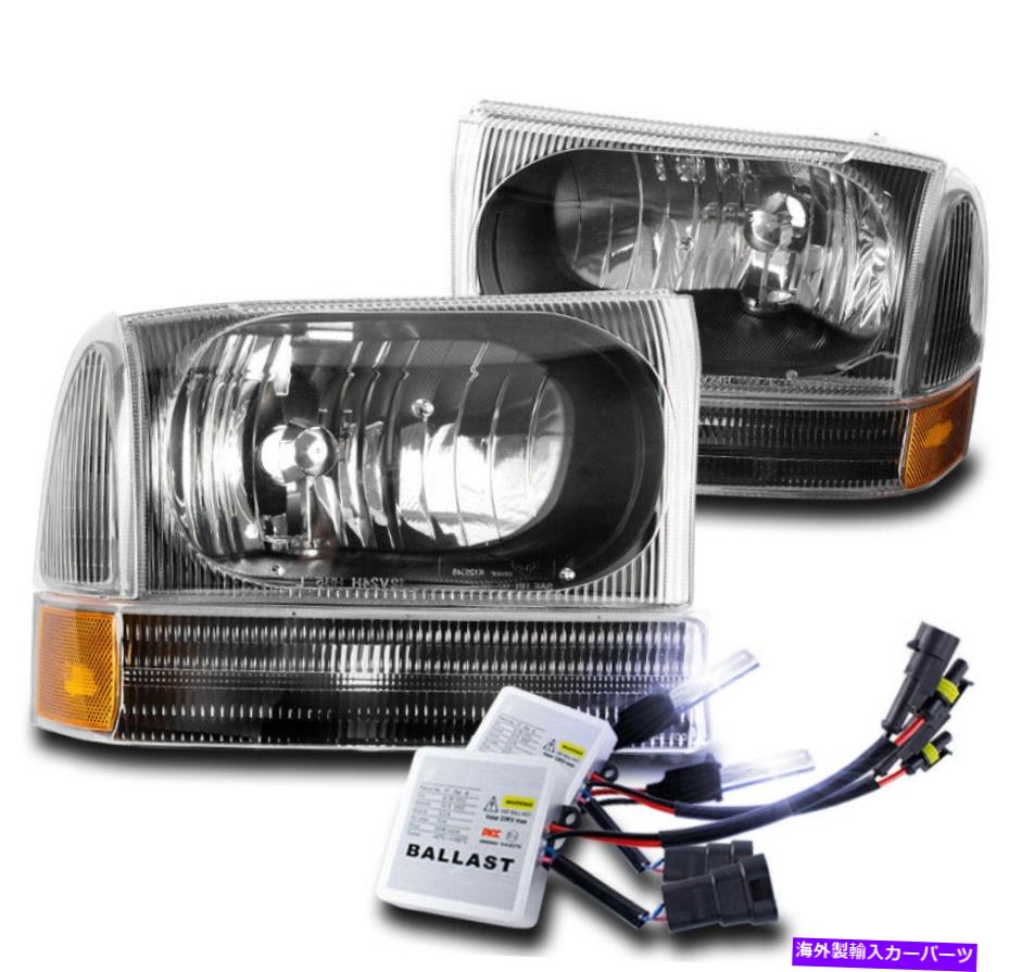 USヘッドライト 99-04フォードF250 F350スーパーデューティ/ 00 +エクスカーションブラックヘッドライトランプW / 10K HIDキット 99-04 FORD F250 F350 SUPER DUTY/00+ EXCURSION BLACK HEADLIGHT LAMP W/10K HID KIT【並行輸入品】