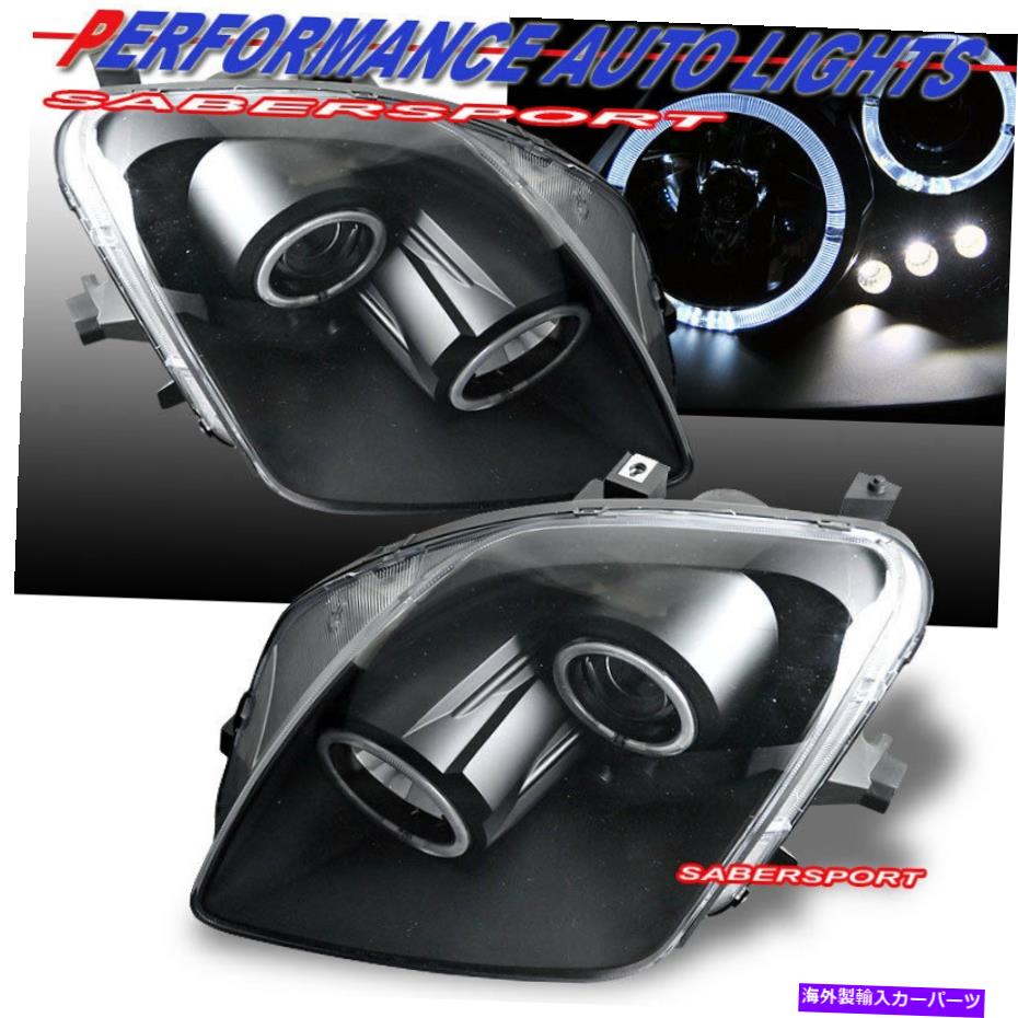 USヘッドライト 1997年から2001年のHORO RIMSのペアブラックプロジェクターヘッドライトのセット Set of Pair Black Projector Headlights w/ Halo Rims for 1997-2001 Honda Prelude【並行輸入品】