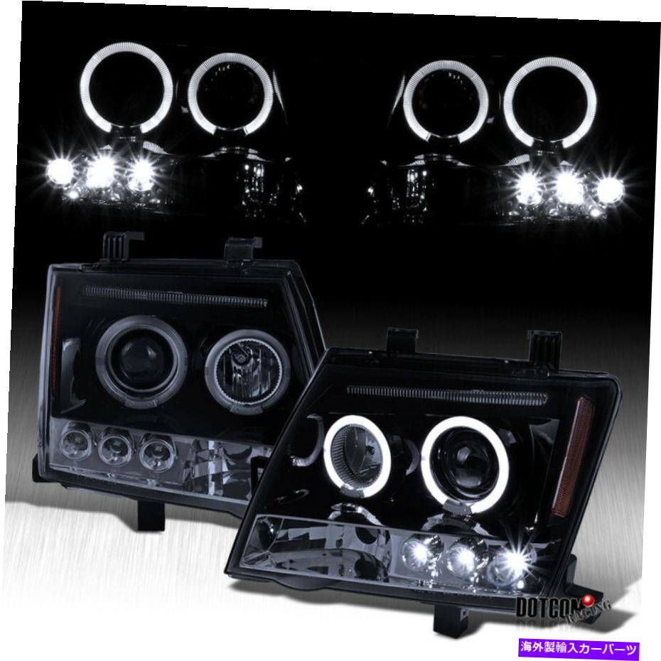 USヘッドライト 2005-2012日産Xterra黒煙Haloプロジェクターヘッドライトヘッドランプ For 2005-2012 Nissan Xterra Black Smoke Halo Projector Headlights Head Lamps【並行輸入品】