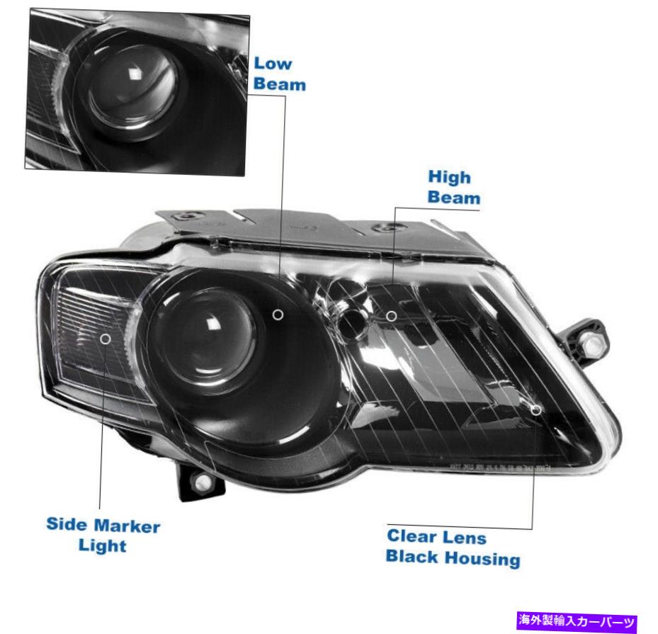 USヘッドライト 2006-2010 Volkswagen PassatブラックプロジェクターヘッドライトヘッドランプW / DRLキット For 2006-2010 Volkswagen Passat Black Projector Headlights Headlamps w/DRL Kit【並行輸入品】