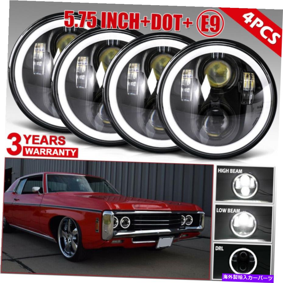 USヘッドライト 4pc 5.75 "LEDヘッドライトBICOLOR HALO DRLフィットシボレーカマロカプライスビスケーン 4PC 5.75" LED Headlights Bicolor Halo DRL fit Chevrolet Camaro Caprice Biscayne【並行輸入品】|Us Custom Parts Shop USDM