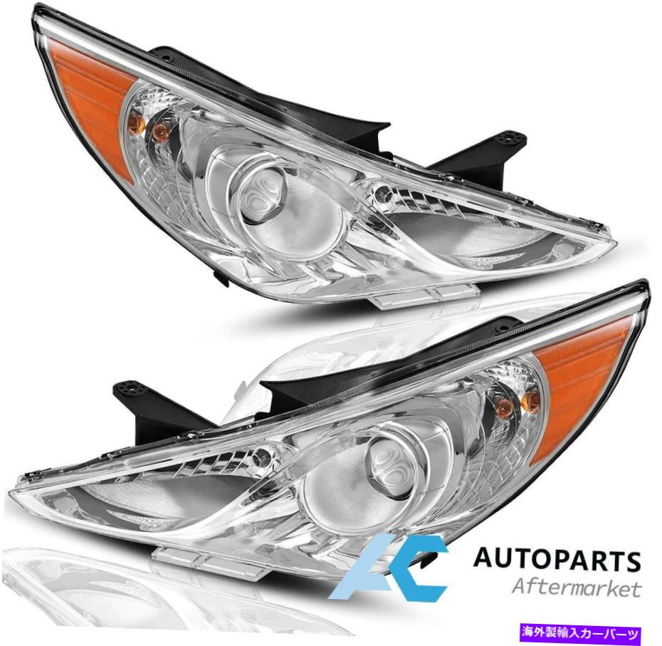 USヘッドライト 11-14 Hyundai Sonataクリアレンズ用クリスタルヘッドライトランプアッシーペア Crystal Headlight Lamp Assy Pair for 11-14 Hyundai Sonata Clear Lens【並行輸入品】