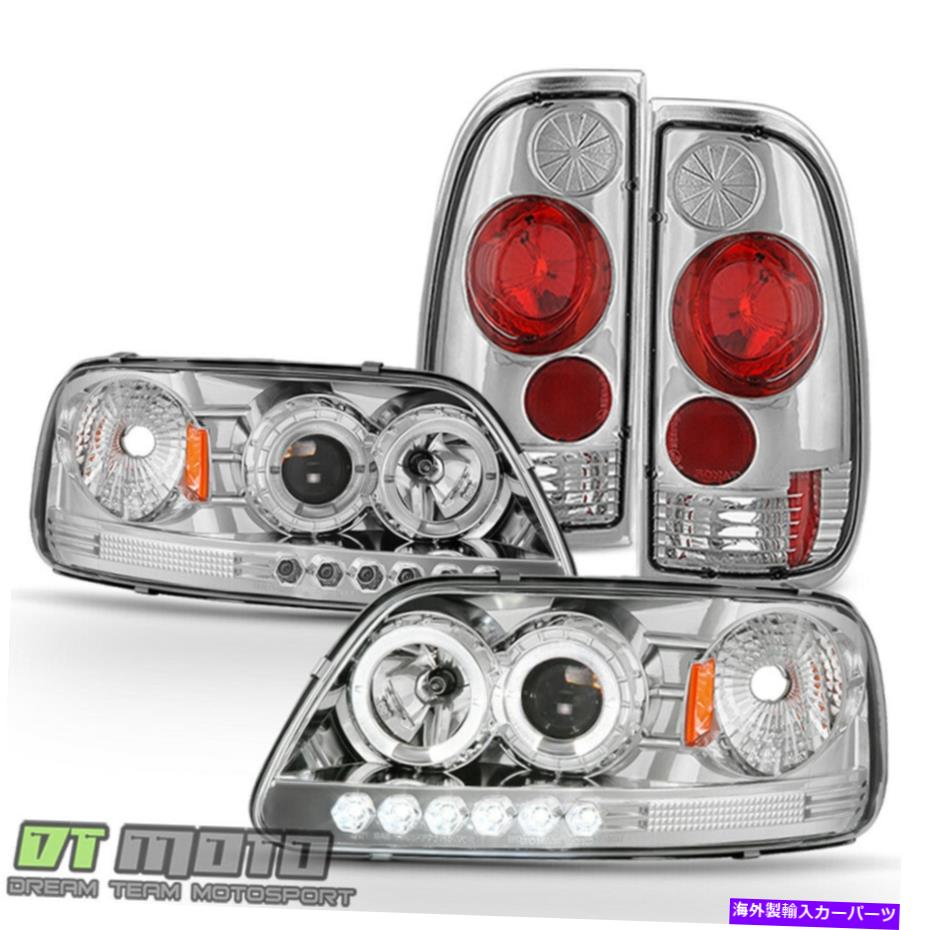 USヘッドライト Chrome 1997-2003フォードF150 F-150 LED Haloプロジェクターヘッドライト+テールライトランプ Chrome 1997-2003 Ford F150 F-150 LED Halo Projector Headlights+Tail Lights Lamps【並行輸入品】