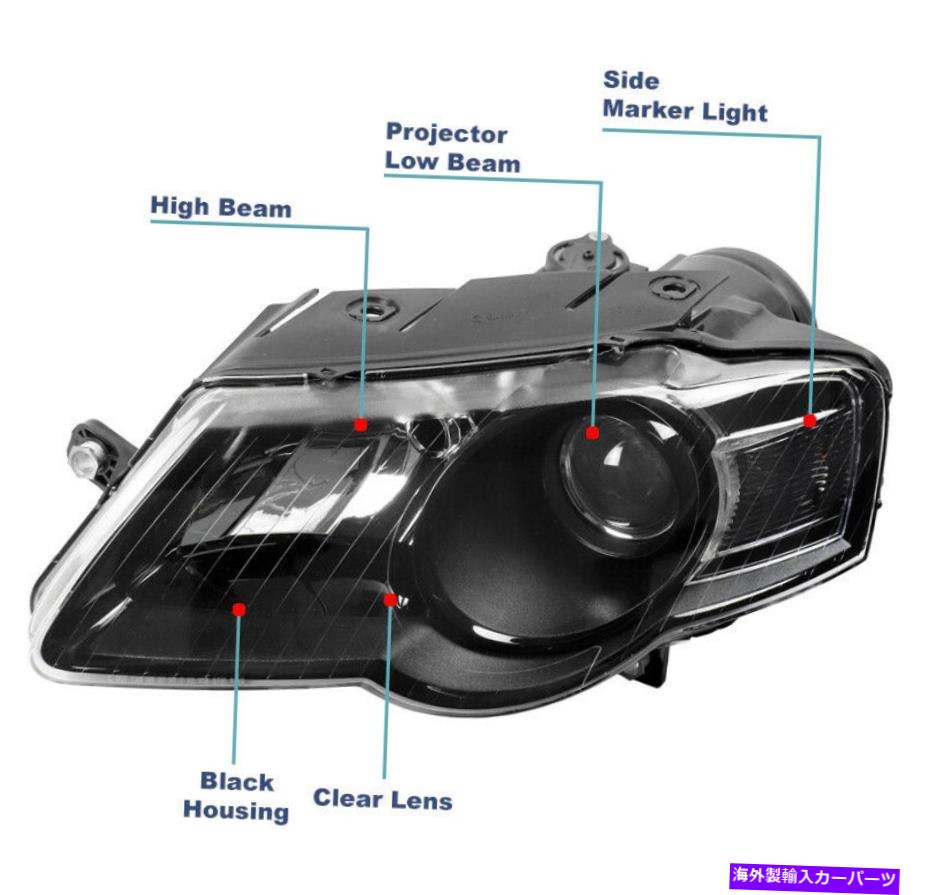 USヘッドライト 2006-2010 Volkswagen PassatブラックプロジェクターヘッドライトヘッドランプW / DRLキット For 2006-2010 Volkswagen Passat Black Projector Headlights Headlamps w/DRL Kit【並行輸入品】
