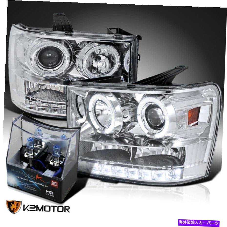USヘッドライト 2007-2013 GMC Sierra Denali Clear LED Haloプロジェクターヘッドライト+ H3電球 For 2007-2013 GMC Sierra Denali Clear LED Halo Projector Headlights+H3 Bulbs【並行輸入品】|Us Custom Parts Shop USDM