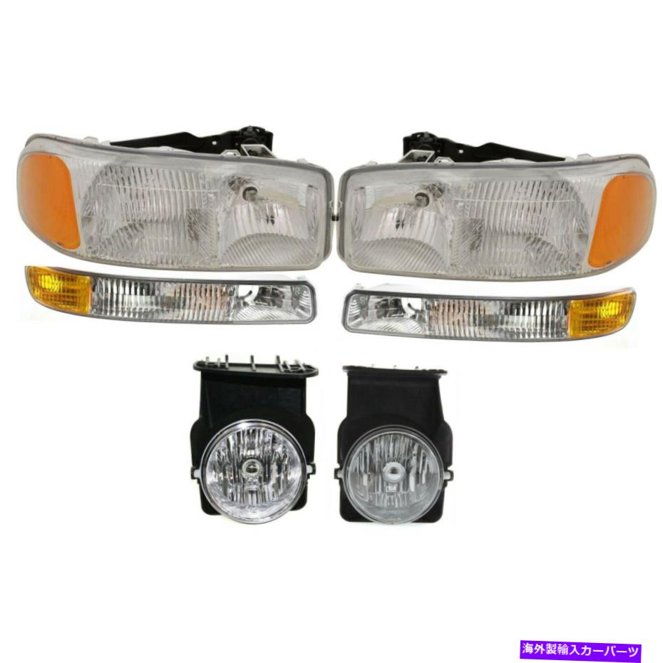 USヘッドライト GMCシエラのための6のヘッドライト駐車場の霧の駆動ライトランプLH Rhのセット Headlight Parking Fog Driving Light Lamp LH RH Set of 6 for GMC Sierra New【並行輸入品】