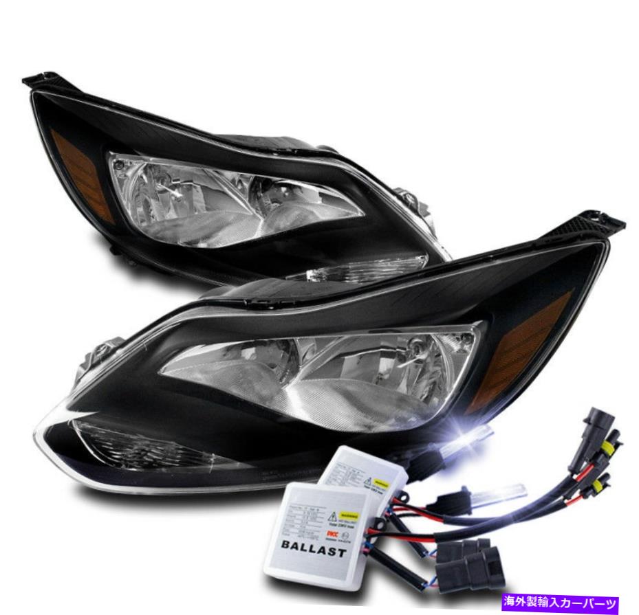 USヘッドライト 2012年から2014年のフォーカスユーロブラック交換ヘッドライトヘッドランプW / 10000K HID FOR 2012-2014 FORD FOCUS EURO BLACK REPLACEMENT HEADLIGHTS HEADLAMP W/10000K HID【並行輸入品】