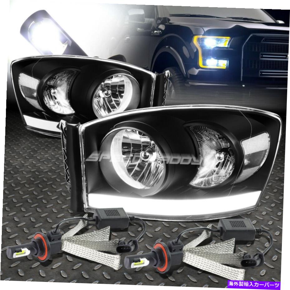 USヘッドライト ブラックヘッドライト+クリアコーナー+ DRL + 6000KホワイトLEDシステムは06-08ドッジRAM BLACK HEADLIGHT+CLEAR CORNER+DRL+6000K WHITE LED SYSTEM FOR 06-08 DODGE RAM【並行輸入品】