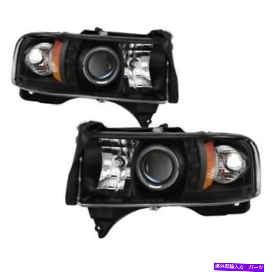 USヘッドライト 94-02 RAM 3500 2PCのためのSpyder 5010087 Halo LEDプロジェクターヘッドライトブラック Spyder 5010087 Halo LED Projector Headlight Black For 94-02 Ram 3500 2pc NEW【並行輸入品】