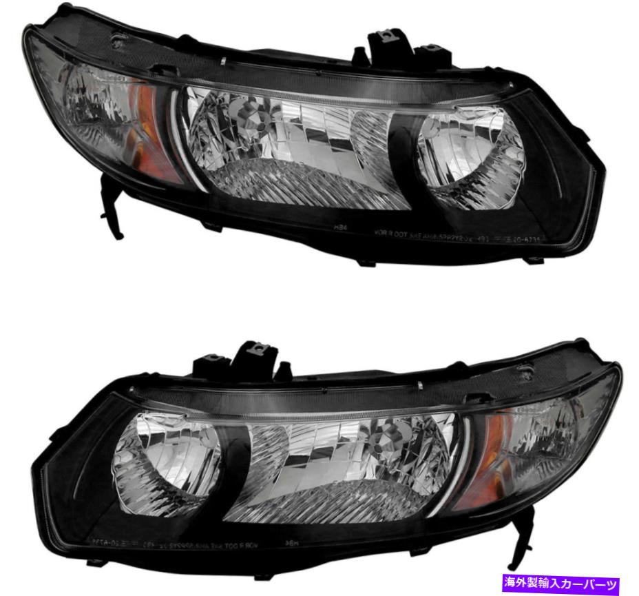 USヘッドライト ハロゲンヘッドライトヘッドランプ新しいペア2011年2011ホンダシビッククーペ Halogen Headlights Headlamps NEW Pair Set for 2010 2011 Honda Civic Coupe【並行輸入品】