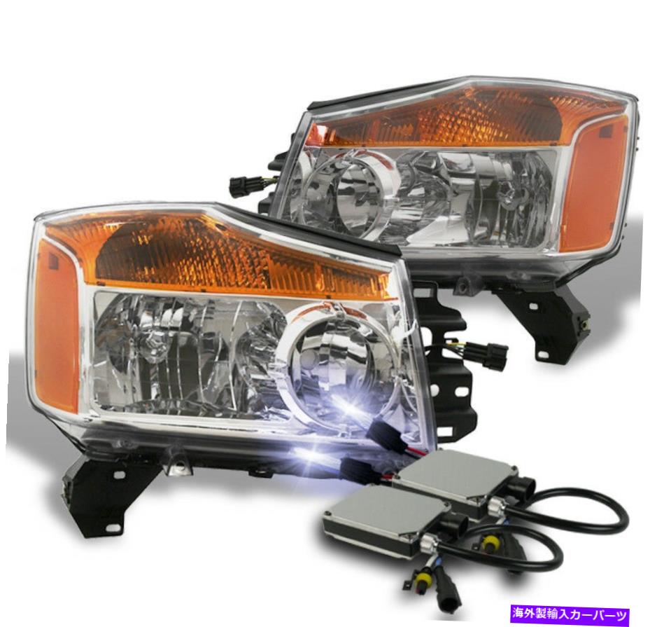 USヘッドライト Crystal Chrome / Amber Headlight + 10K HIDキット2005年 - 2007年アルマダ/ 2004-2015タイタン CRYSTAL CHROME/AMBER HEADLIGHT +10K HID KIT FOR 2005-2007 ARMADA/2004-2015 TITAN【並行輸入品】