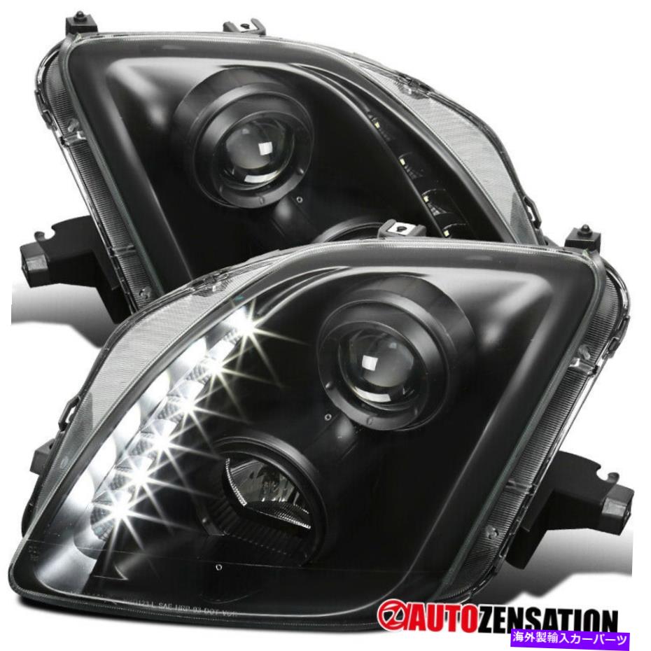 USヘッドライト 1997年から2001年のホンダプレリュードLEDストリップブラックプロジェクターヘッドライト左+右 For 1997-2001 Honda Prelude LED Strip Black Projector Headlights Left+Right【並行輸入品】