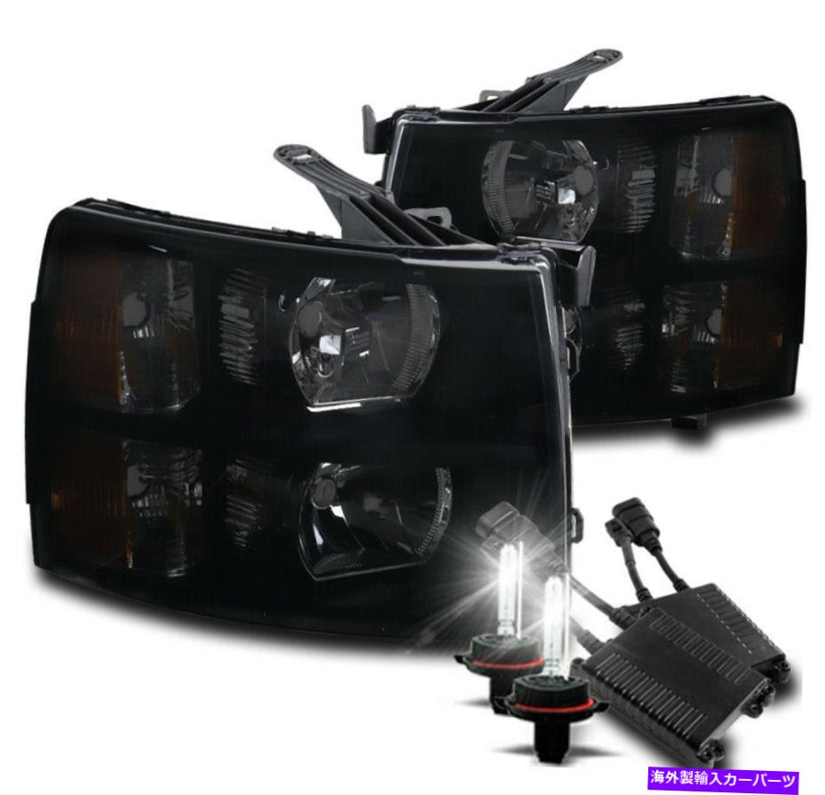 USヘッドライト 2007-2013シボリーシルバードピックアップブラック/スモークヘッドライトW / 50W 8000KキセノンHID FOR 2007-2013 CHEVY SILVERADO PICKUP BLACK/SMOKE HEADLIGHT W/50W 8000K XENON HID【並行輸入品】