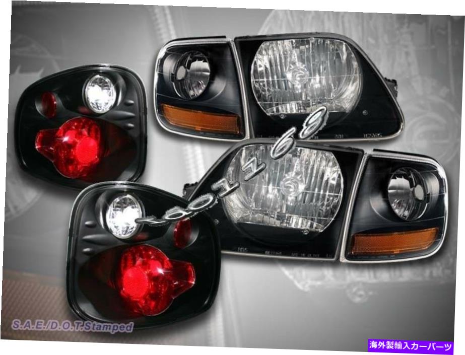 USヘッドライト 97-00フォードF150ブラックヘッドライト+コーナーライト+フレアサイドテールライト 97-00 FORD F150 BLACK HEADLIGHTS + CORNER LIGHTS + FLARESIDE TAIL LIGHTS【並行輸入品】｜Us Custom Parts Shop USDM