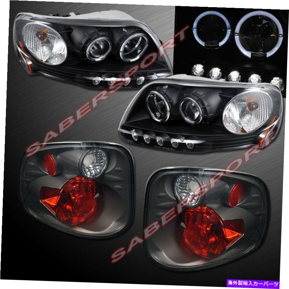 USヘッドライト ブラックハロープロジェクターヘッドライト+ 01-03 F-150フレアサイドのための煙のテールライト Black Halo Projector Headlights + Smoke Taillights for 01-03 F-150 Flareside【並行輸入品】