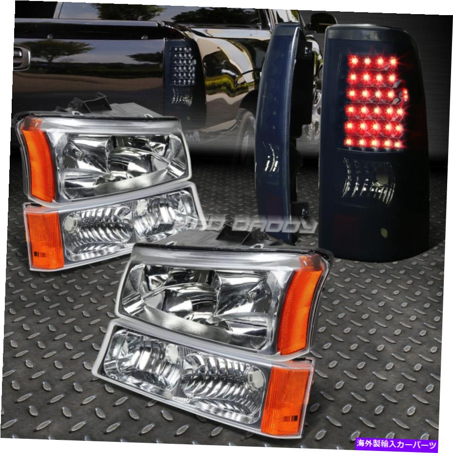 USヘッドライト クロムヘッドライト+バンパー+ブラックスモークLEDテールライト03-07シーバーシルバード CHROME HEADLIGHT+BUMPER+BLACK SMOKED LED TAIL LIGHT FOR 03-07 CHEVY SILVERADO【並行輸入品】 47,681円