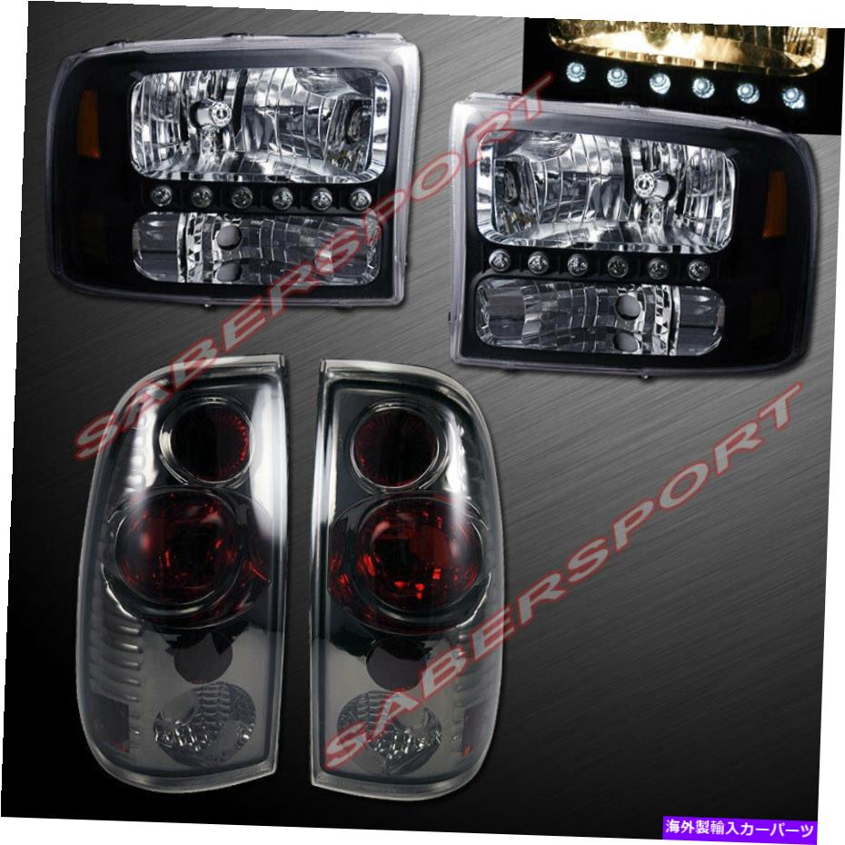 USヘッドライト 1ピーススタイルブラックヘッドライト+ 99-04フォードスーパーダッティのための煙タレイト 1 Piece Style Black Headlights + Smoke Taillights for 99-04 Ford SuperDuty【並行輸入品】｜Us Custom Parts Shop USDM 47,681円