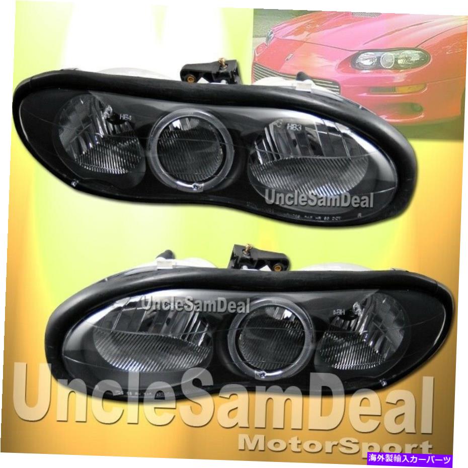 USヘッドライト 98-02 Chevy Camaro Halo Rim Angel Eye Clear Eye aleレンズ黒ヘッドライトペア 98-02 CHEVY CAMARO HALO RIM ANGEL EYE CLEAR LENS BLACK HEADLIGHTS PAIR【並行輸入品】