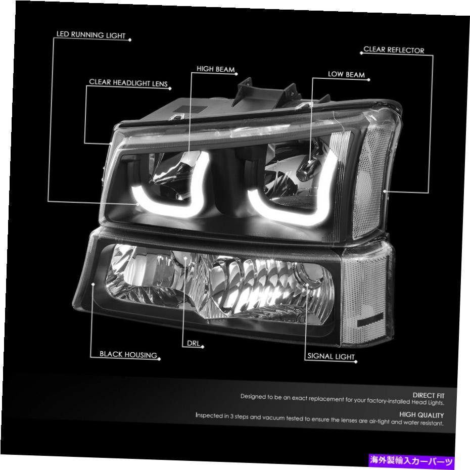 USヘッドライト Black Clear J-Halo LED DRLヘッドライトバンパーランプChevy Silverado BLACK CLEAR J-HALO LED DRL HEADLIGHT BUMPER LAMP FOR 2003-2007 CHEVY SILVERADO【並行輸入品】 47,681円