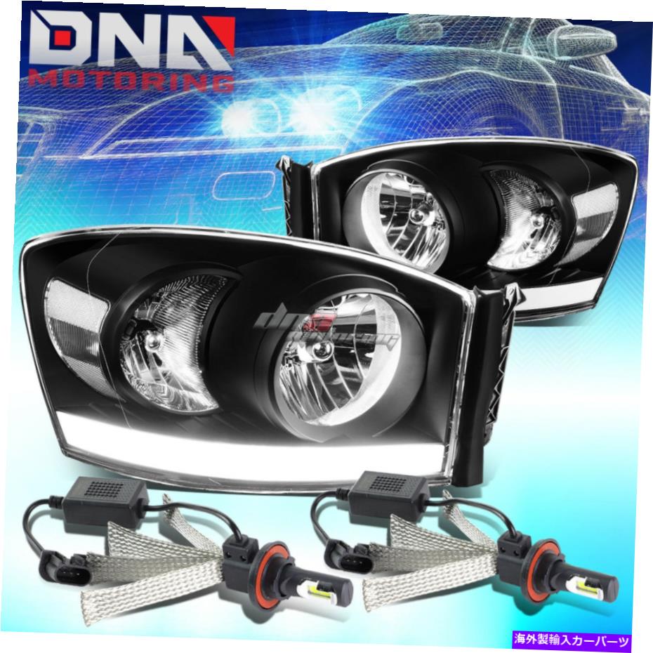 USヘッドライト ブラックヘッドライト+クリアコーナー+ DRL + 6000KホワイトLEDシステムフィット06-08ドッジRAM BLACK HEADLIGHT+CLEAR CORNER+DRL+6000K WHITE LED SYSTEM FIT 06-08 DODGE RAM【並行輸入品】