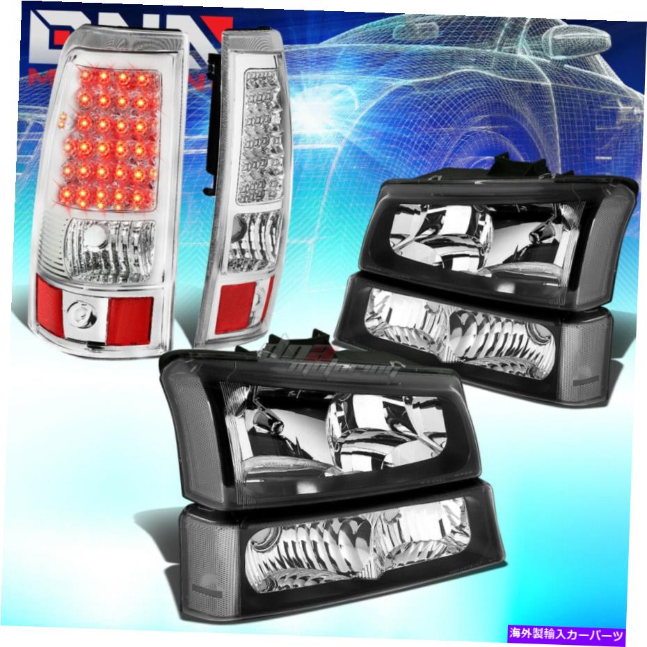 USヘッドライト 03-07 Chevy Silveradoブラックヘッドライト+クリアバンパー+クロムLEDテールランプセット FOR 03-07 CHEVY SILVERADO BLACK HEADLIGHT+CLEAR BUMPER+CHROME LED TAIL LAMP SET【並行輸入品】 47,681円