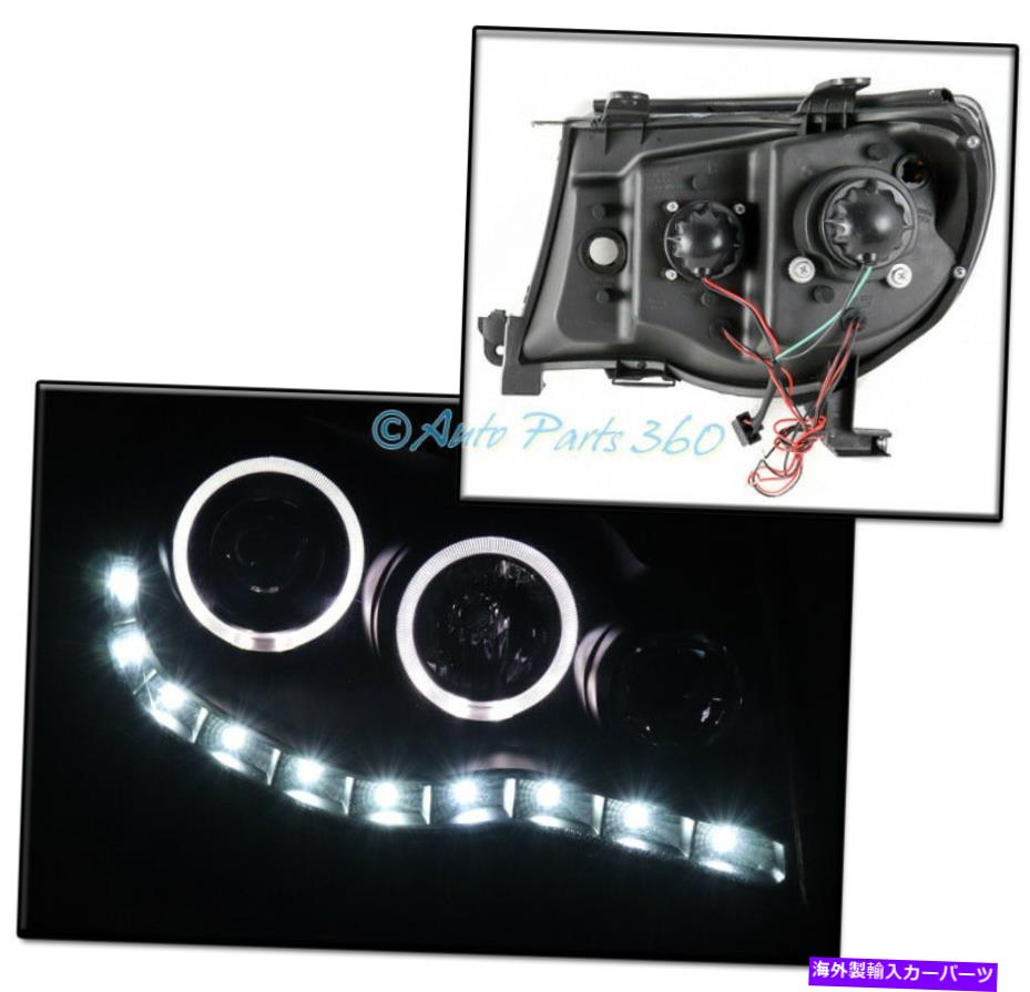 USヘッドライト 05-11トヨタタコマハローLEDブラックプロジェクターヘッドライトヘッドランプW /バンパーDRL FOR 05-11 TOYOTA TACOMA HALO LED BLACK PROJECTOR HEADLIGHT HEADLAMP W/BUMPER DRL【並行輸入品】