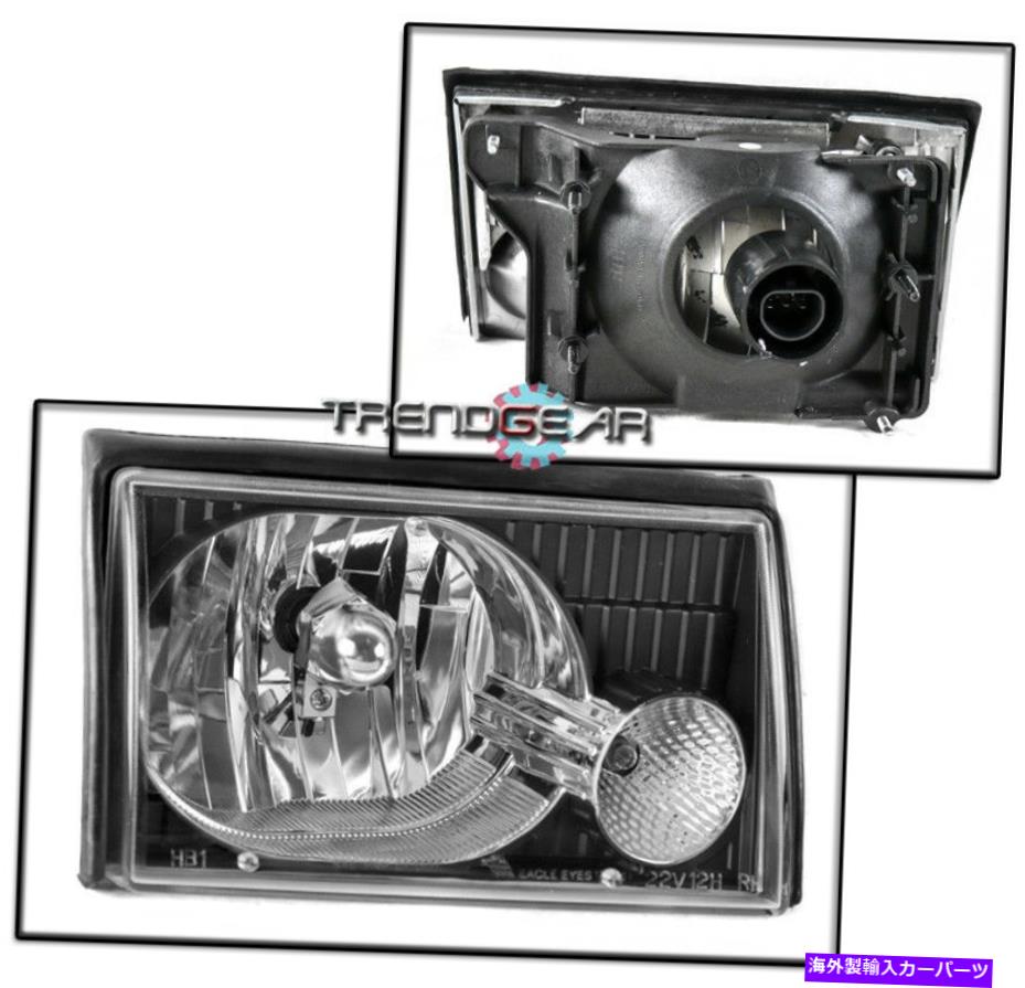 USヘッドライト 1987 - 1993年フォードマスタングブラックヘッドライトW /琥珀色の角+ 6000K HID + Blue DRLキット FOR 1987-1993 FORD MUSTANG BLACK HEADLIGHT W/AMBER CORNER+6000K HID+BLUE DRL KIT【並行輸入品】