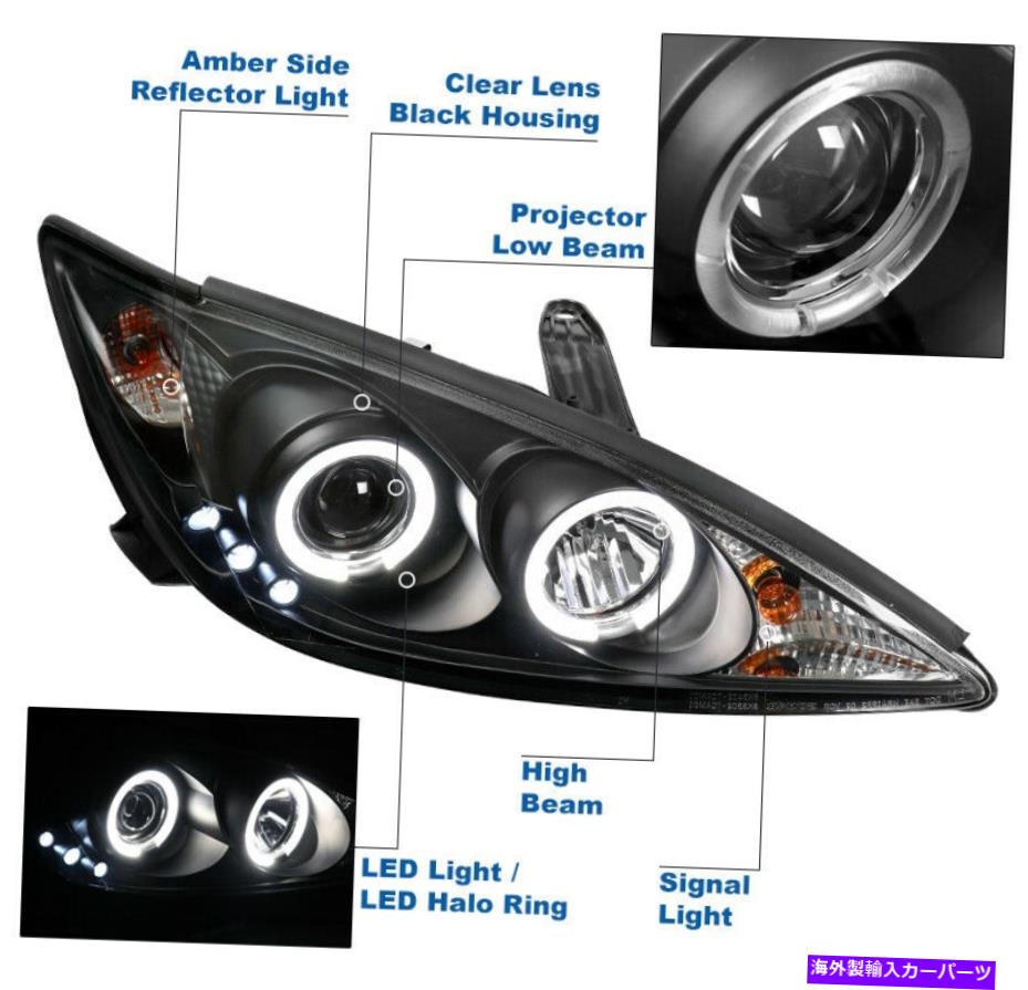 USヘッドライト 2002-2006トヨタカムリLEDデュアルハローブラックプロジェクターヘッドライトヘッドランプランプ For 2002-2006 Toyota Camry LED Dual Halo Black Projector Headlight Headlamp Lamp【並行輸入品】|Us Custom Parts Shop USDM