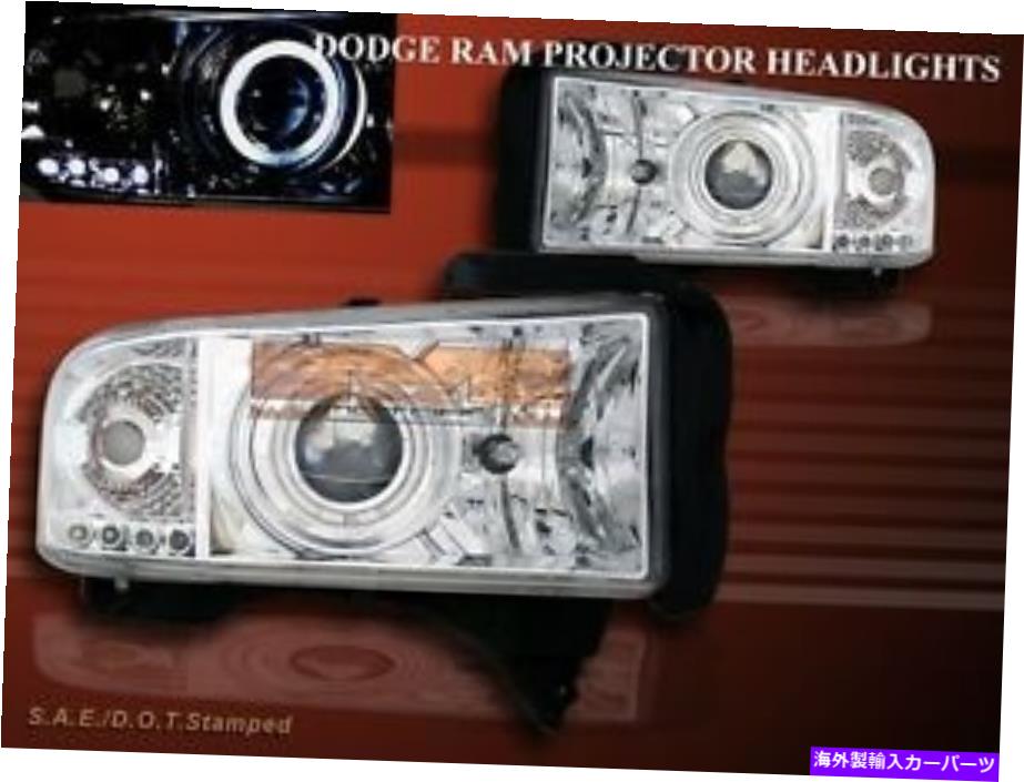 USヘッドライト 94-01 Dodge Ram ProjectorヘッドライトHalo LED Chrome CCFL 94-01 DODGE RAM PROJECTOR HEADLIGHTS HALO LED CHROME CCFL【並行輸入品】