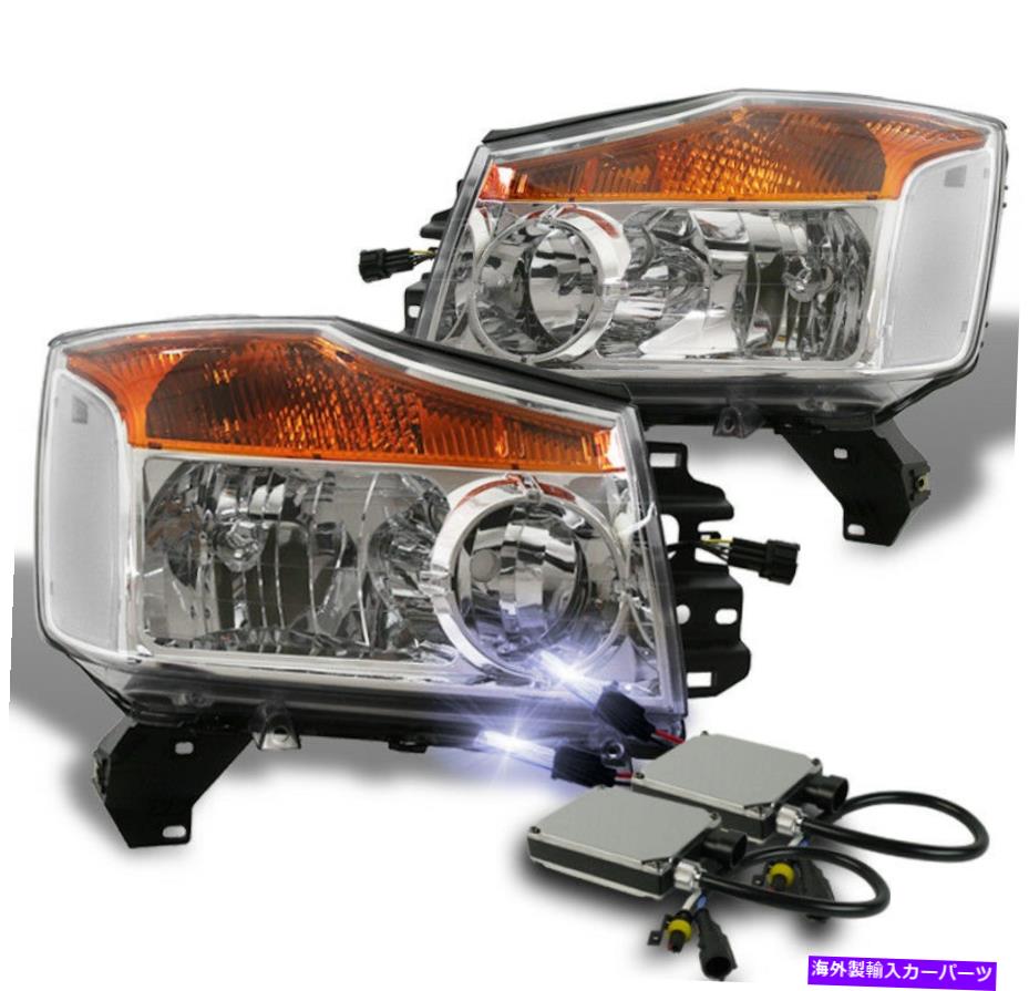 USヘッドライト Crystal Chromeヘッドライトランプ+ 10KキセノンHID Titan / 05-07 Armada Pickup CRYSTAL CHROME HEADLIGHT LAMP +10K XENON HID FOR 04-15 TITAN/05-07 ARMADA PICKUP【並行輸入品】