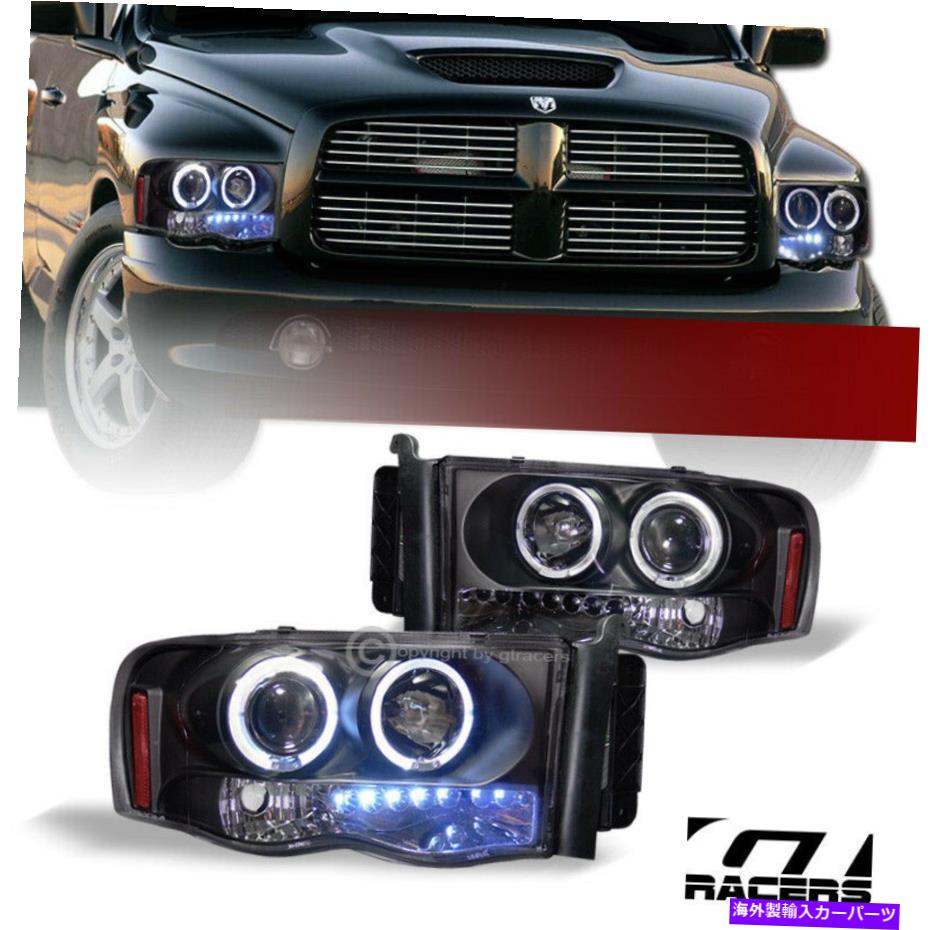 USヘッドライト 2002-2005 Dodge Ram Truck BLK LED HaloプロジェクターヘッドライトシグナルアンバーJY For 2002-2005 Dodge Ram Truck Blk LED Halo Projector Headlights Signal Amber Jy【並行輸入品】