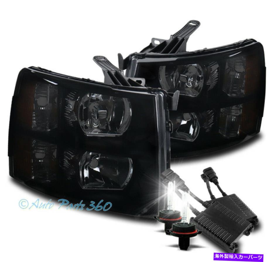 USヘッドライト 07-13シボリーSilverado 1500 2500 3500 HDブラック/スモークヘッドライトランプW / 8K HID FOR 07-13 CHEVY SILVERADO 1500 2500 3500 HD BLACK/SMOKE HEADLIGHTS LAMP W/8K HID【並行輸入品】
