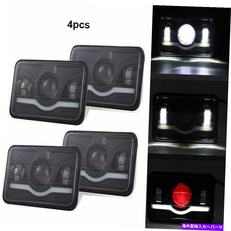 USヘッドライト 4ピース4×6 LEDシールビームヘッドライト赤角度目H4651 H4652 H4656 H4666 H6545 4pcs 4x6 LED Sealed Beam Headlight Red Angle Eyes H4651 H4652 H4656 H4666 H6545【並行輸入品】