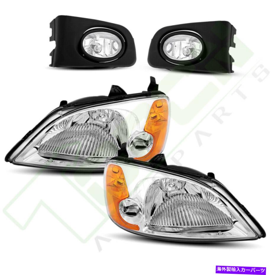 USヘッドライト 2001-2003 Honda Civic Driver + Fog Lightsセットが付いている旅客側 Headlights For 2001-2003 Honda Civic Driver + Passenger Side With Fog Lights Set【並行輸入品】
