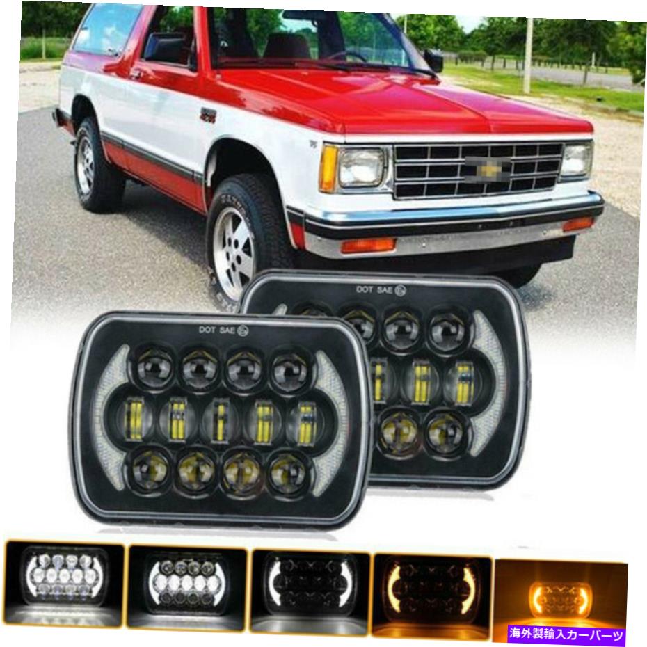 USヘッドライト シボーS10 7x6 LEDヘッドライト電球のクリスタルクリアシールビームのペアブラック PAIR Black For Chevy S10 7x6 LED Headlight Light Bulbs Crystal Clear Sealed Beam【並行輸入品】