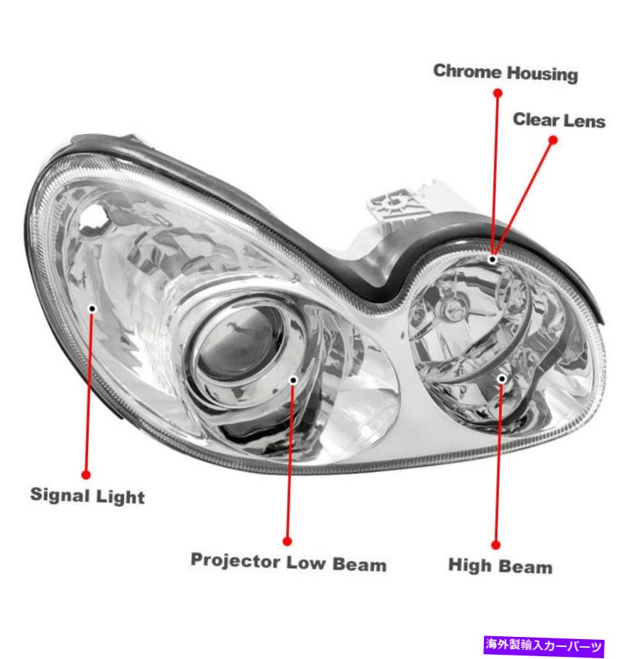 USヘッドライト 02-05ソナタクローム交換プロジェクターヘッドライト+青色LED DRL信号L + R For 02-05 Sonata Chrome Replacement Projector Headlight +Blue LED DRL Signal L+R【並行輸入品】
