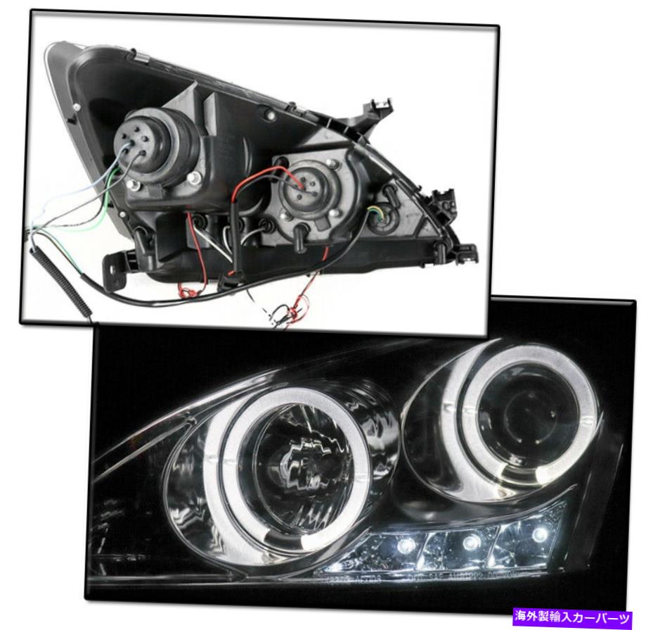 USヘッドライト 2003年から2007年のHonda Accound Halo LEDバークロムプロジェクターヘッドライトW / Blue DRL FOR 2003-2007 HONDA ACCORD HALO LED BAR CHROME PROJECTOR HEADLIGHTS W/BLUE DRL【並行輸入品】