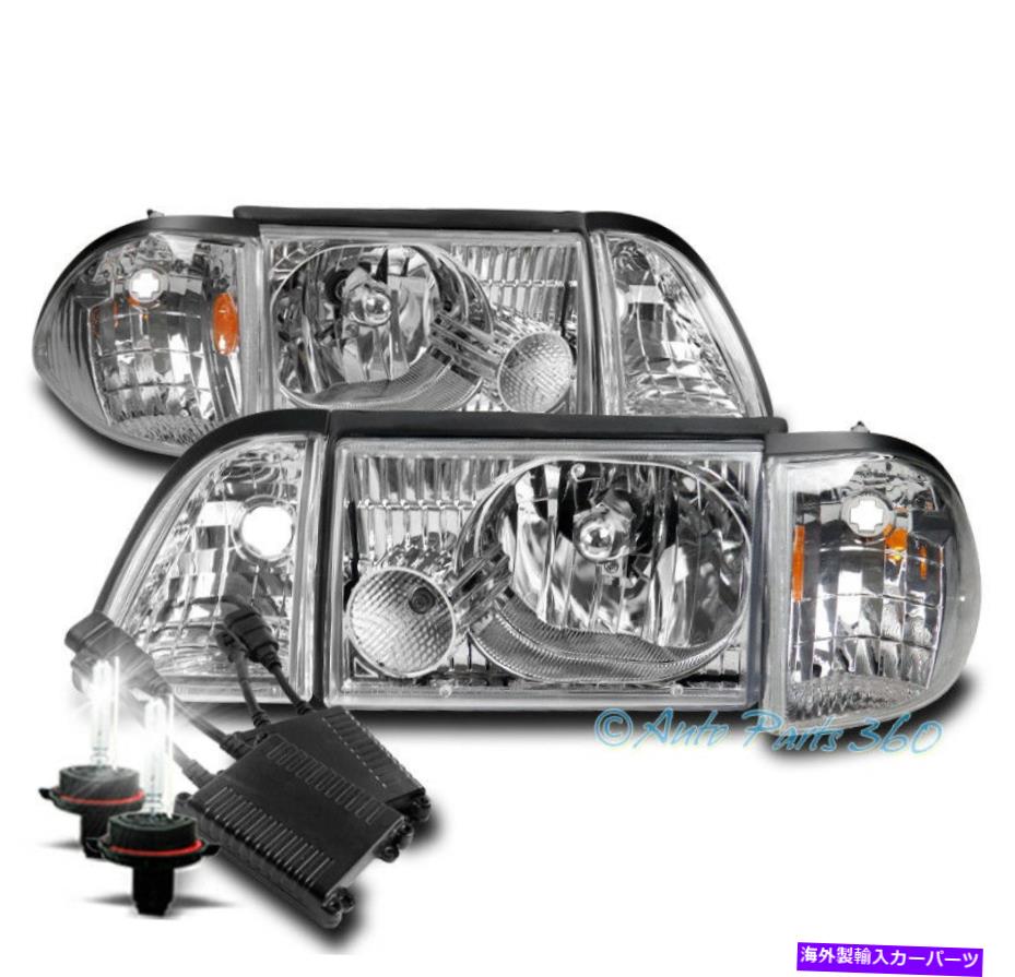 USヘッドライト 87-93フォードマスタングクロームヘッドライトヘッドランプ+アンバーコーナー+パーキング+ 50W 8K HID FOR 87-93 FORD MUSTANG CHROME HEADLIGHT HEADLAMP+AMBER CORNER+PARKING+50W 8K HID【並行輸入品】
